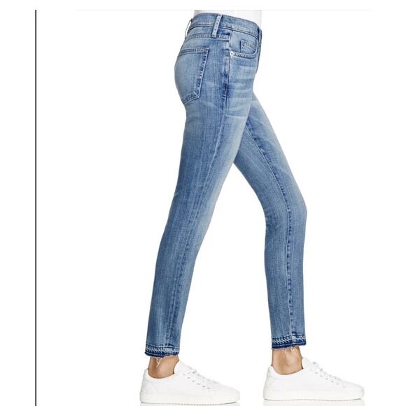 Current/Elliott The Stiletto Released Hem Armour Wash Slim Raw Hem Jeans sz 27 - Picture 4 of 11